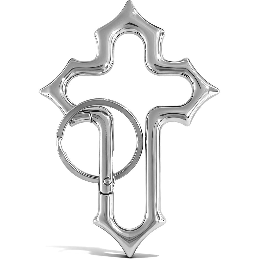 Adorável Legal Cruz Chaveiro Y2K Jesus Cristão Mosquetão Clipe Saco De Prata Bolsa Encantos Para Homens Mulheres Acessór