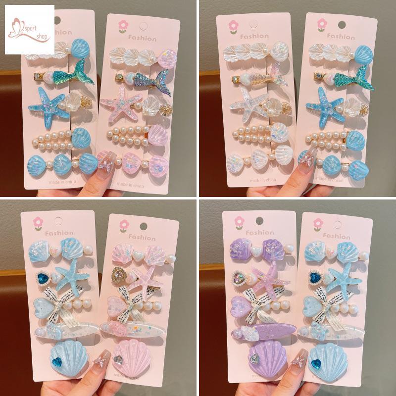 Conjunto De Grampos De Cabelo Infantis , Clipes De Corte Cauda De Sereia Franja De Princesa Para Meninas Laterais De Beb em Oferta na Shopee