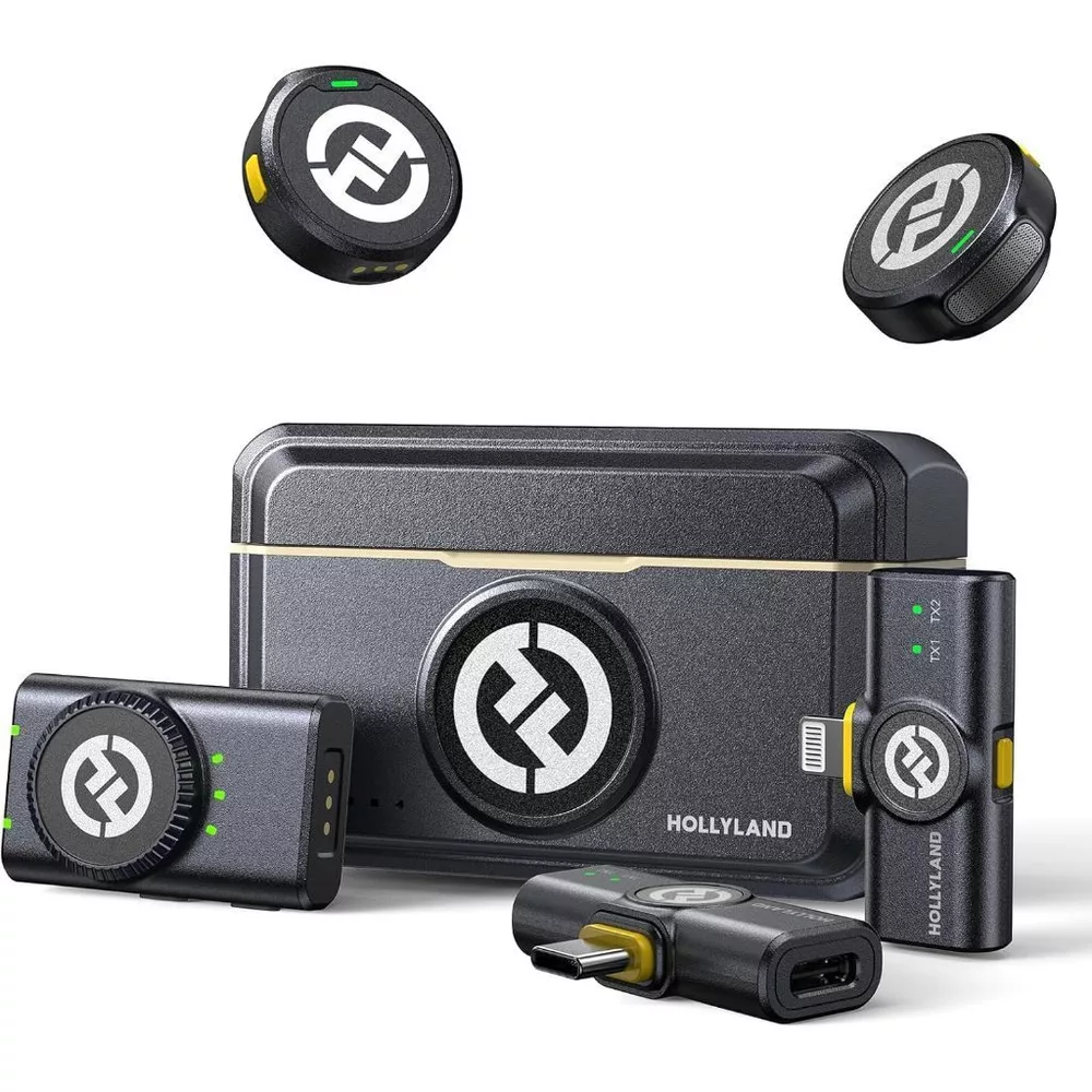 Microfone Lapela Bluetooth sem fio Hollyland Lark M2 Versão Lighting USB-C Câmera Combo Duo Original
