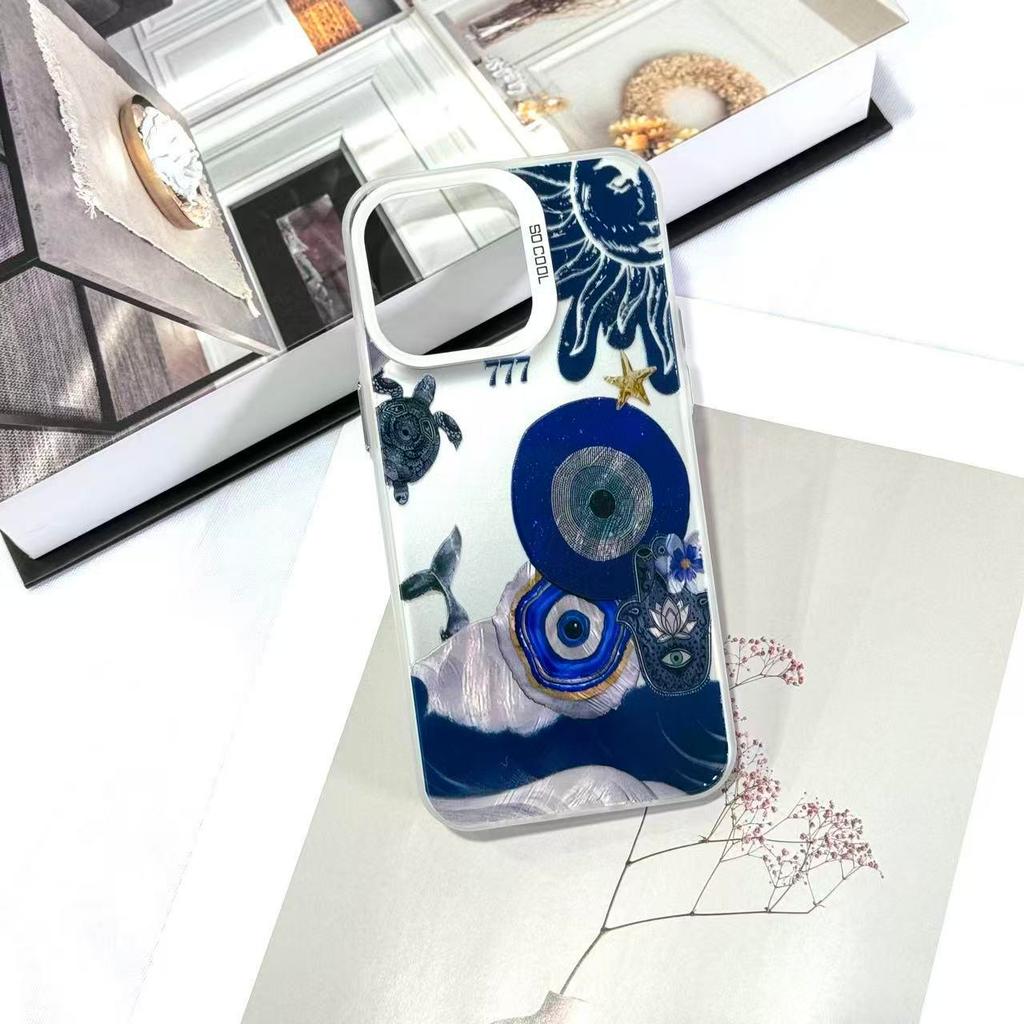 Capa Olho Grego Azul Prateada para iPhone Proteção e Sorte 16PRO 16PROMAX iPhone17,17PRO,17PROMAX