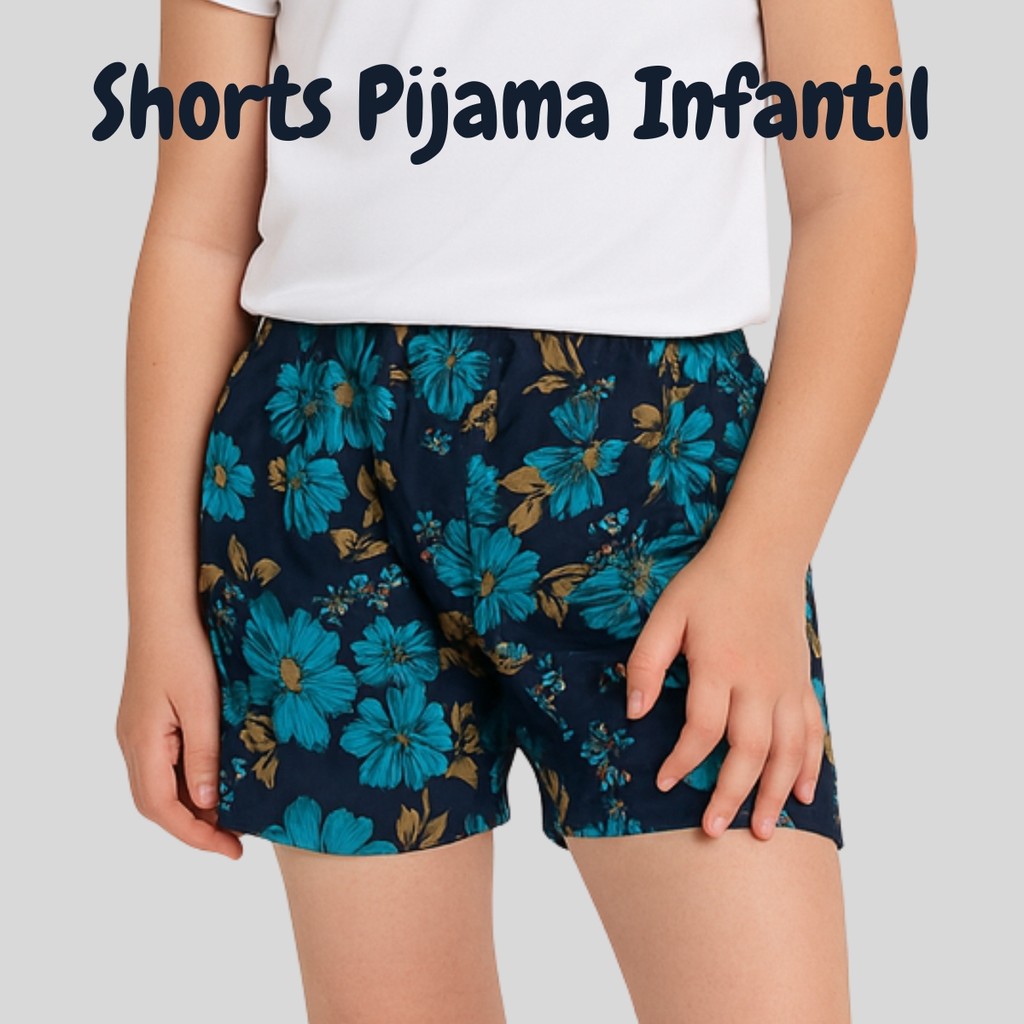 Shorts Infantil Menina Estampado Pijama Fresquinho Conforto Básico 004-A