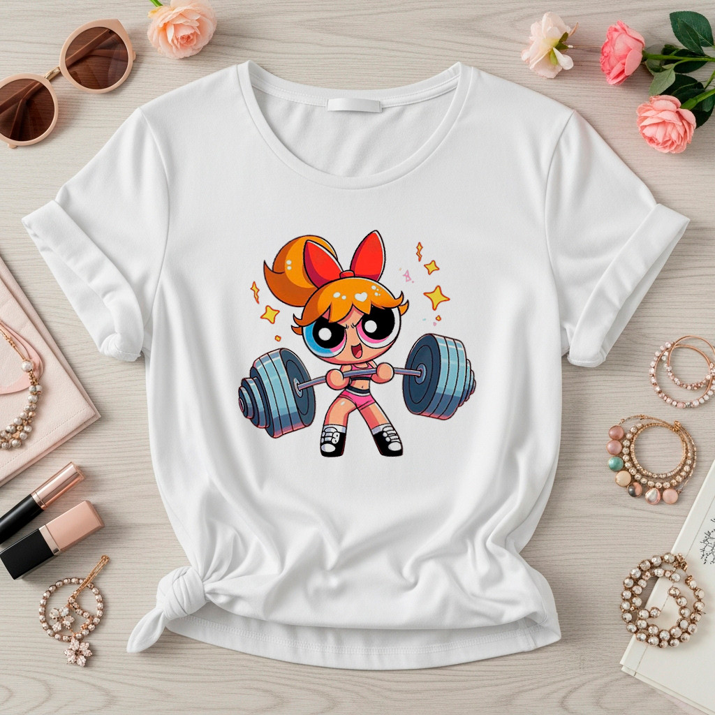 Camisa Em Algodão Camiseta Feminina Para Academia Estilosa E Estampada Meninas Super Poderosas