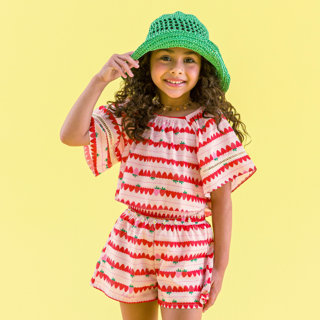 Conjunto Infantil Menina Malagah Blusa E Short Estampado
