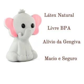 Mordedor Bebê Textoy Elefante Cinza +4M Látex Natural em Oferta na Shopee