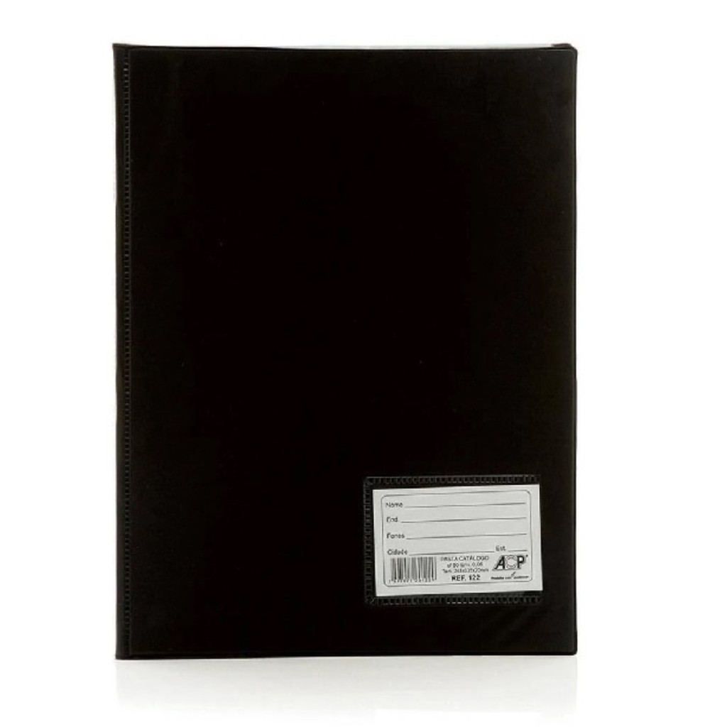 Pasta Catálogo Preta com 100 Envelopes Plásticos Finos - ACP