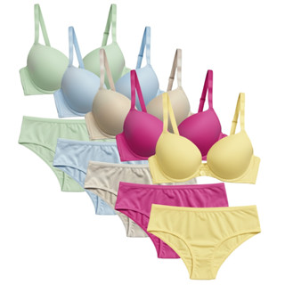 Kit 5 ou 2 Conjunto Sutiã e Calcinha Juvenil Menina Moça Sutiã Com Bojo Confortável Algodão em Oferta na Shopee