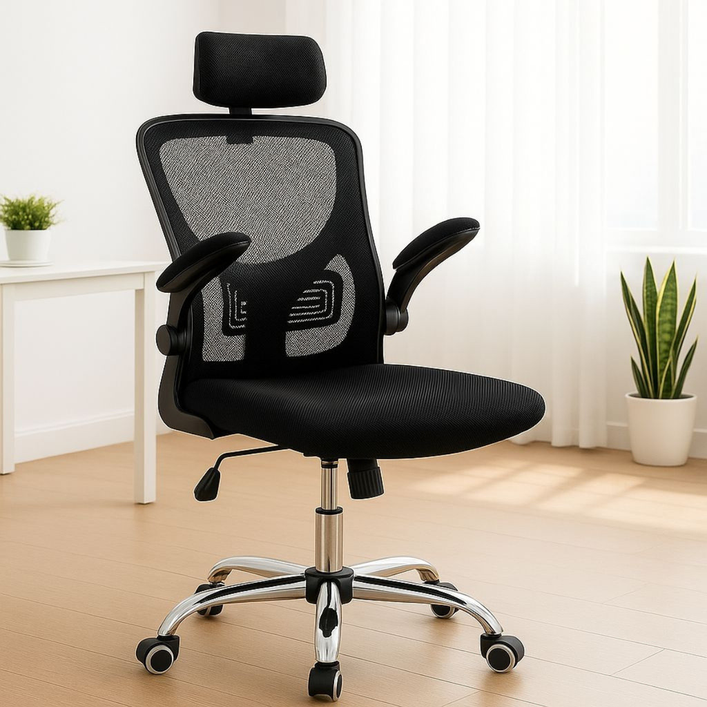 Cadeira Escritório Presidente Giratória Ergonômica Secretária Rodinhas Mesh Preta — R$ 353,60 em Shopee, 15% OFF