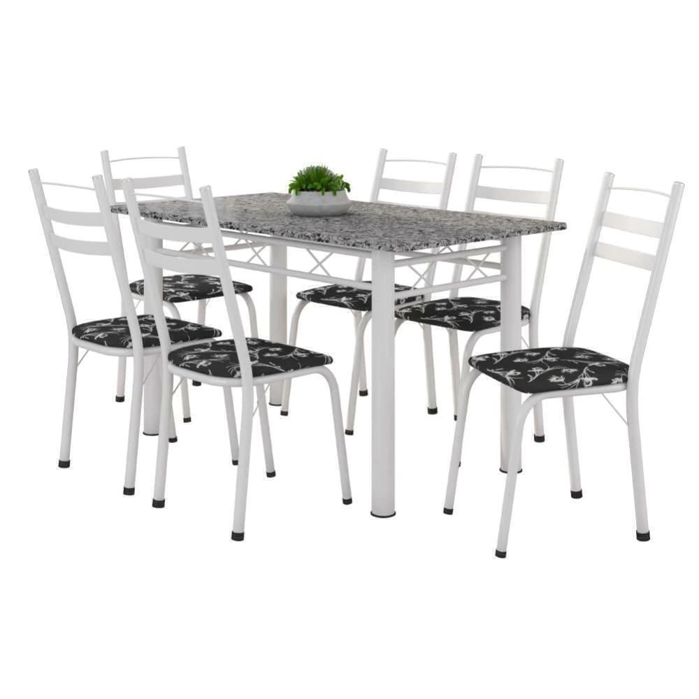 Conjunto De Mesa Itália Com 6 Cadeiras 1,40m Artefamol Granito / Branco em Oferta na Shopee