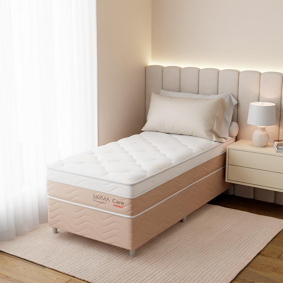 Colchão Solteiro Sigma Care Misto (23x78x188) Bege e Branco
