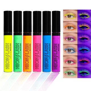 Conjunto de 6 cores de rímel líquido com efeito mate, rímel colorido com efeito neon UV, lápis de rímel pigmentado, à pr
