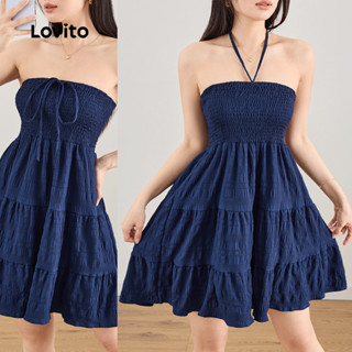 Lovito Vestido Casual Liso Com Amarração Nas Costas Para O Verão/primavera Feminino L124AD050 em Oferta na Shopee