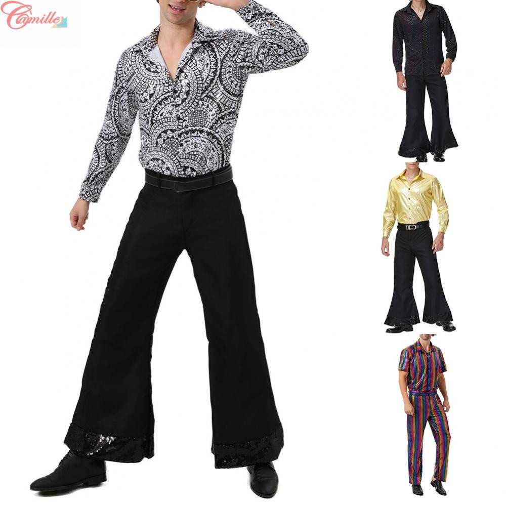 Fantasia Disco Dois Anos 70s Vintage Cosplay para Homens Roupas de Festa Musical 2741