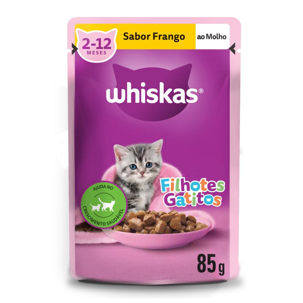 Ração Úmida Whiskas Sachê Frango ao Molho para Gatos Filhotes 85 g em Oferta na Shopee