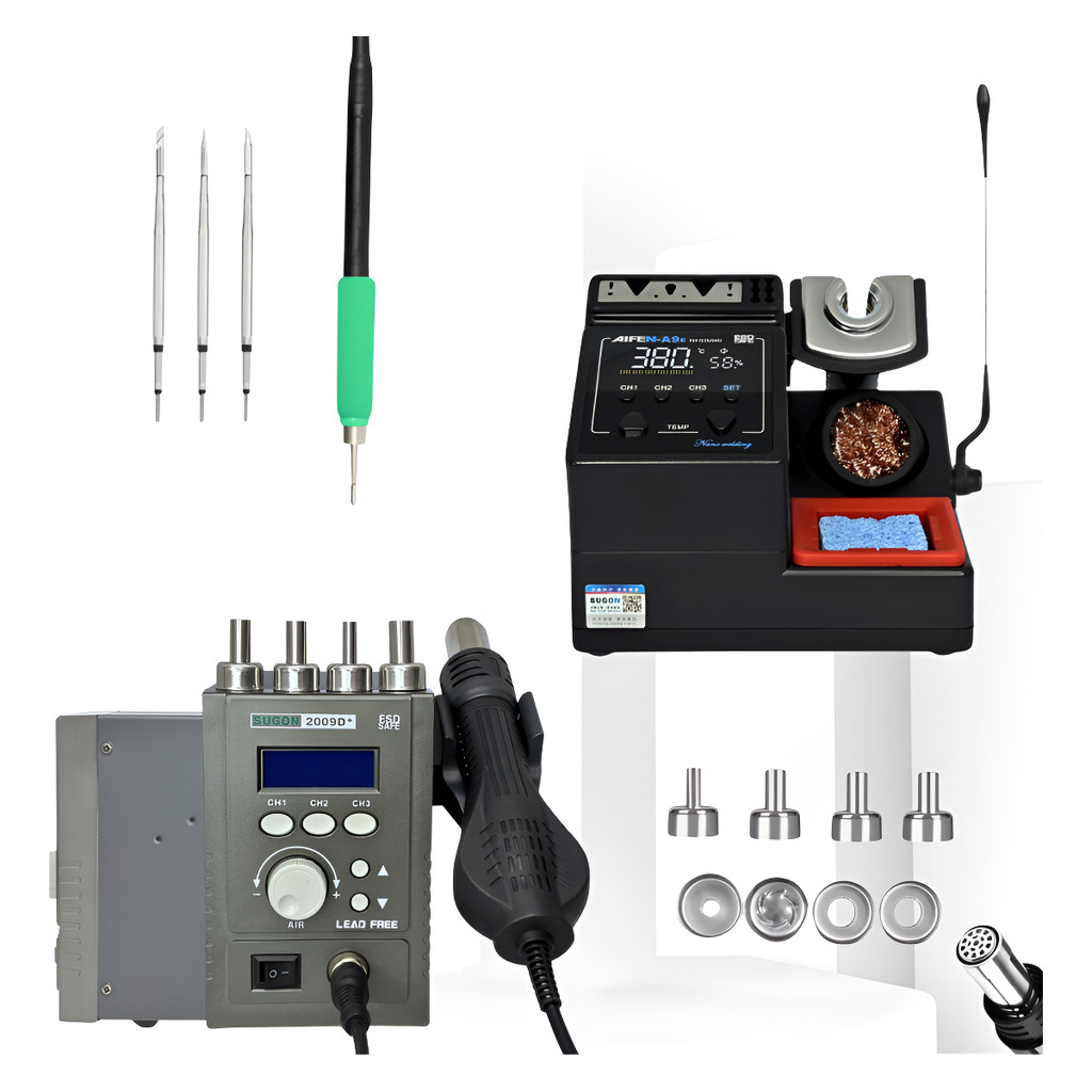 Kit Estação De Solda Aifen A9e  Bivolt + Estação Retrabalho Sugon 2009d+ 110v em Oferta na Shopee