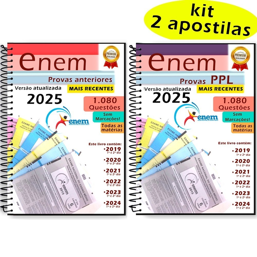 Kit Enem provas anteriores  Normal + PPL 2019 a 2024 + gabaritos