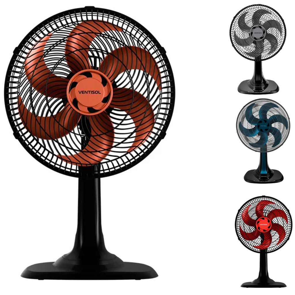 Ventilador de Mesa 30cm Ventisol Turbo 6 Pás Potente Silencioso Econômico Oscilante 127V 220V Compacto para Casa