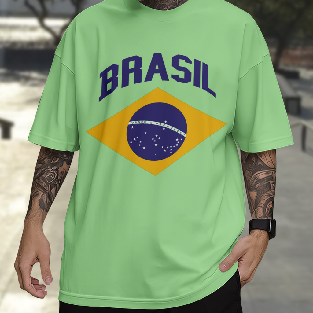 Camiseta Brasil Estampa Bandeira Camisa Fã da Seleção Brasileira Algodão