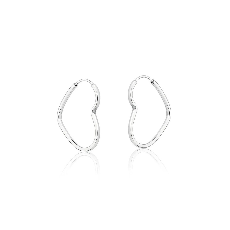 Brincos prata 925 argola coração pequena prata 925 - 16mm em Oferta na Shopee