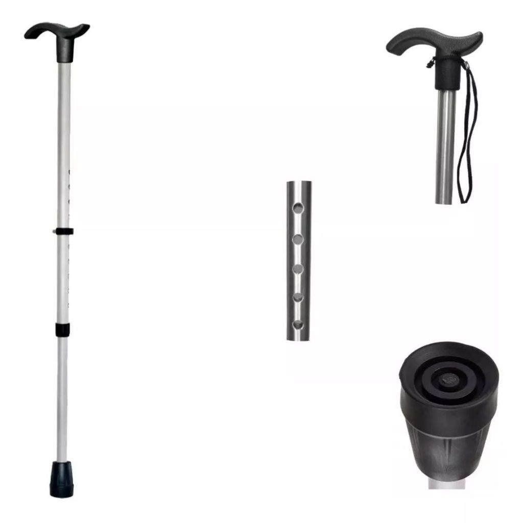 Bengala Aluminio Com Regulagem Ponteira Grande Takecare Cor Cinza em Oferta na Shopee
