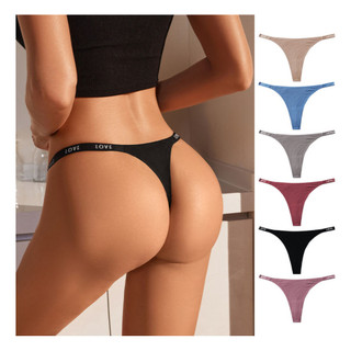 Kit 4 Calcinha Fio Dental Feminina Poliamida Love Elástico