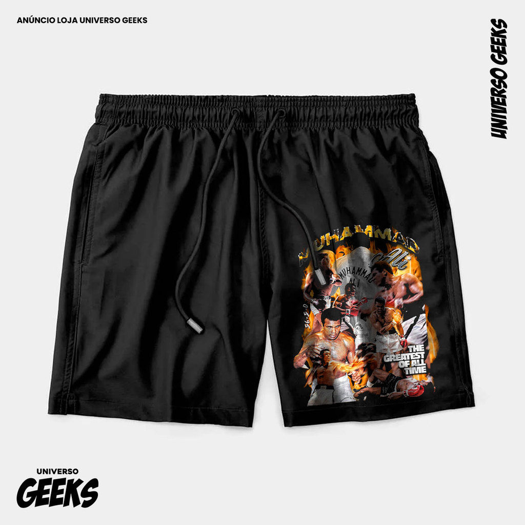Bermuda Tactel Muhammad Ali The Greatest Short Confortável Com Elastano Ideal Lazer Treino Esportes Praia