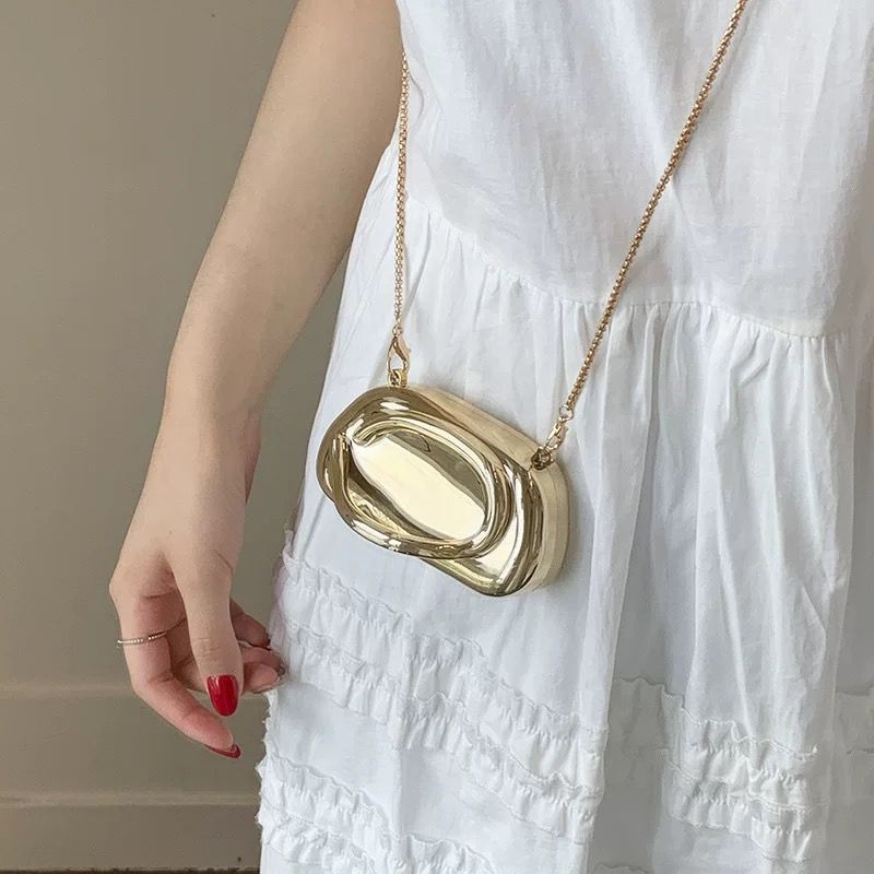 Bolsa Clutch Mini Espelhada Metálica Formato Semente - Elegância e Estilo para Festas#Z-1108 em Oferta na Shopee