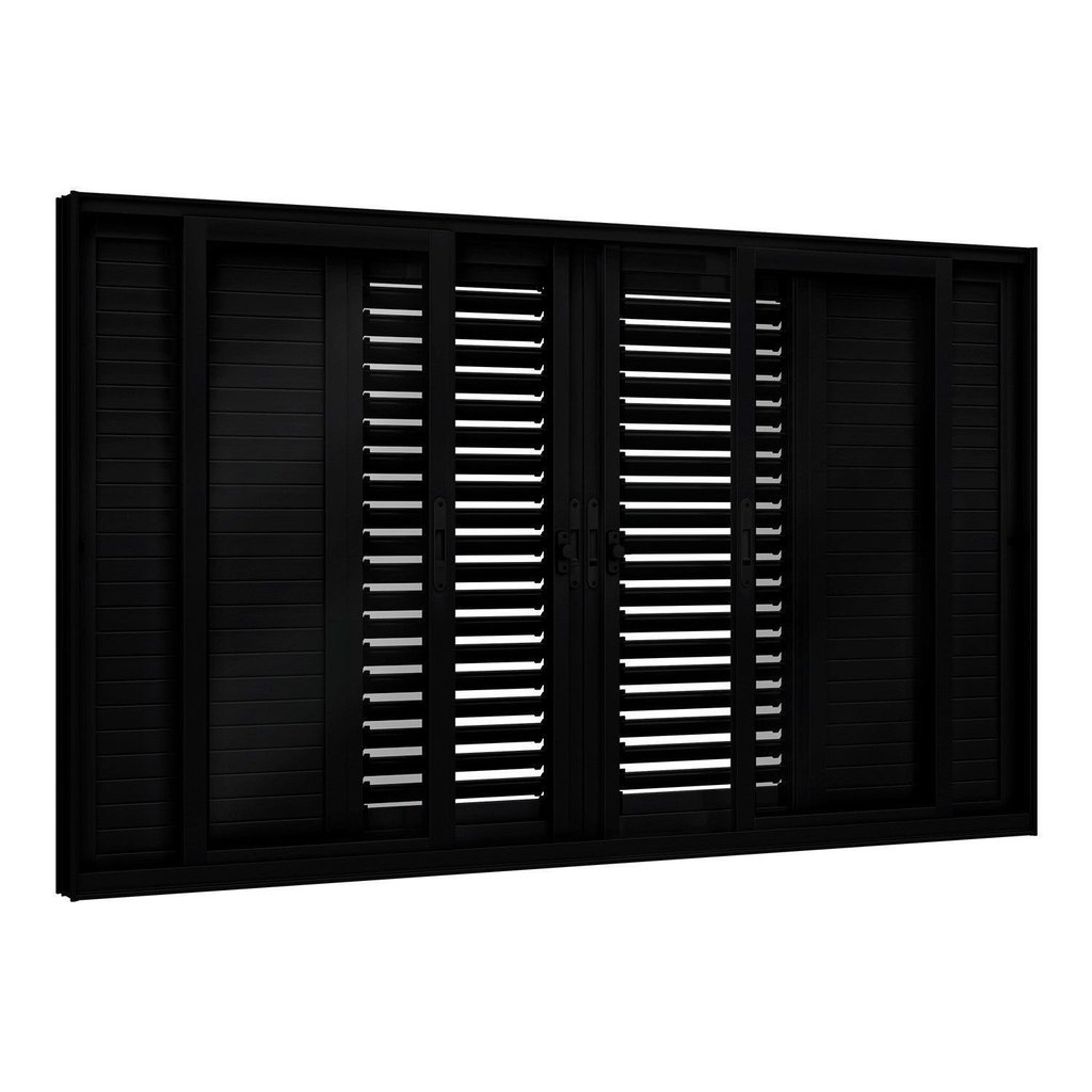 Janela de Alumínio Veneziana Flex 4 Folhas Móveis e 2 Fixas 120x150cm Lucasa Eccellente