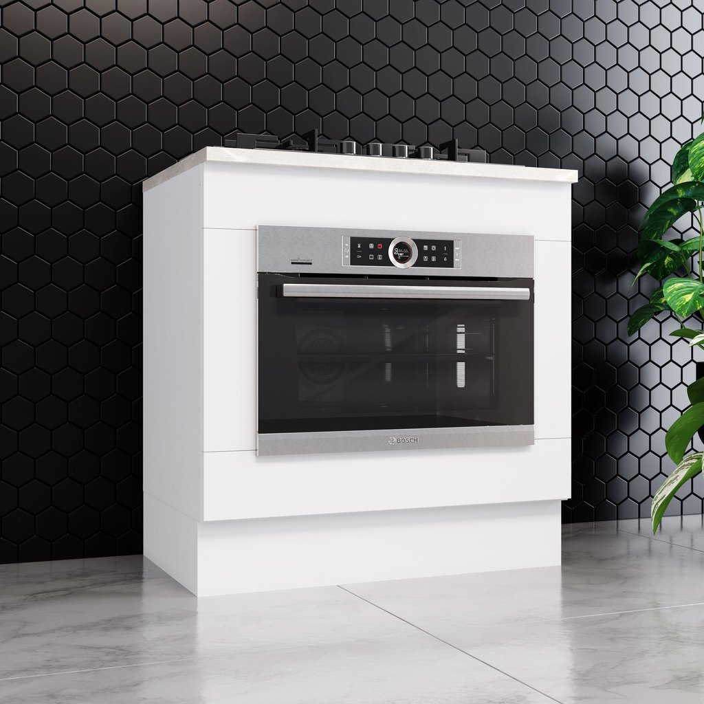 Balcão de Cozinha Para Forno de Embutir com Tampo Emily Branco/Calcare em Oferta na Shopee