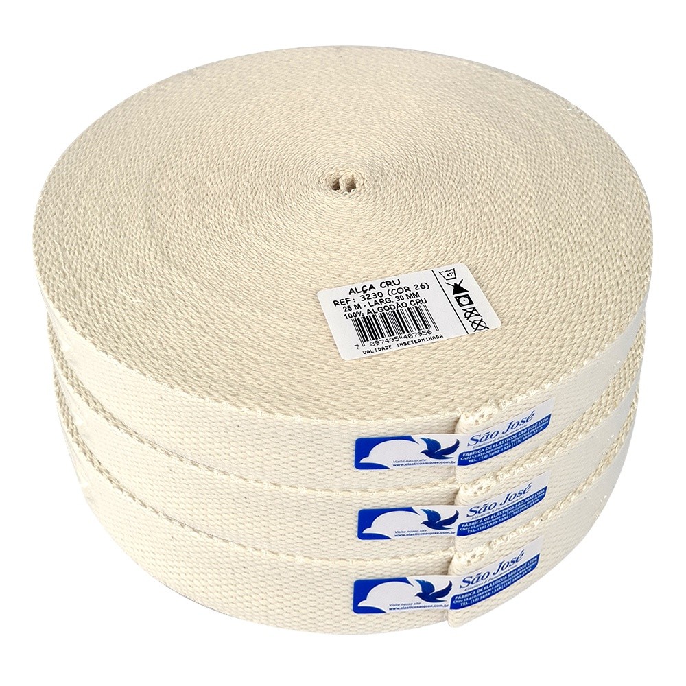 03 Alça De Bolsa Cru São José 30mm - 25 Metros -100% Algodão em Oferta na Shopee