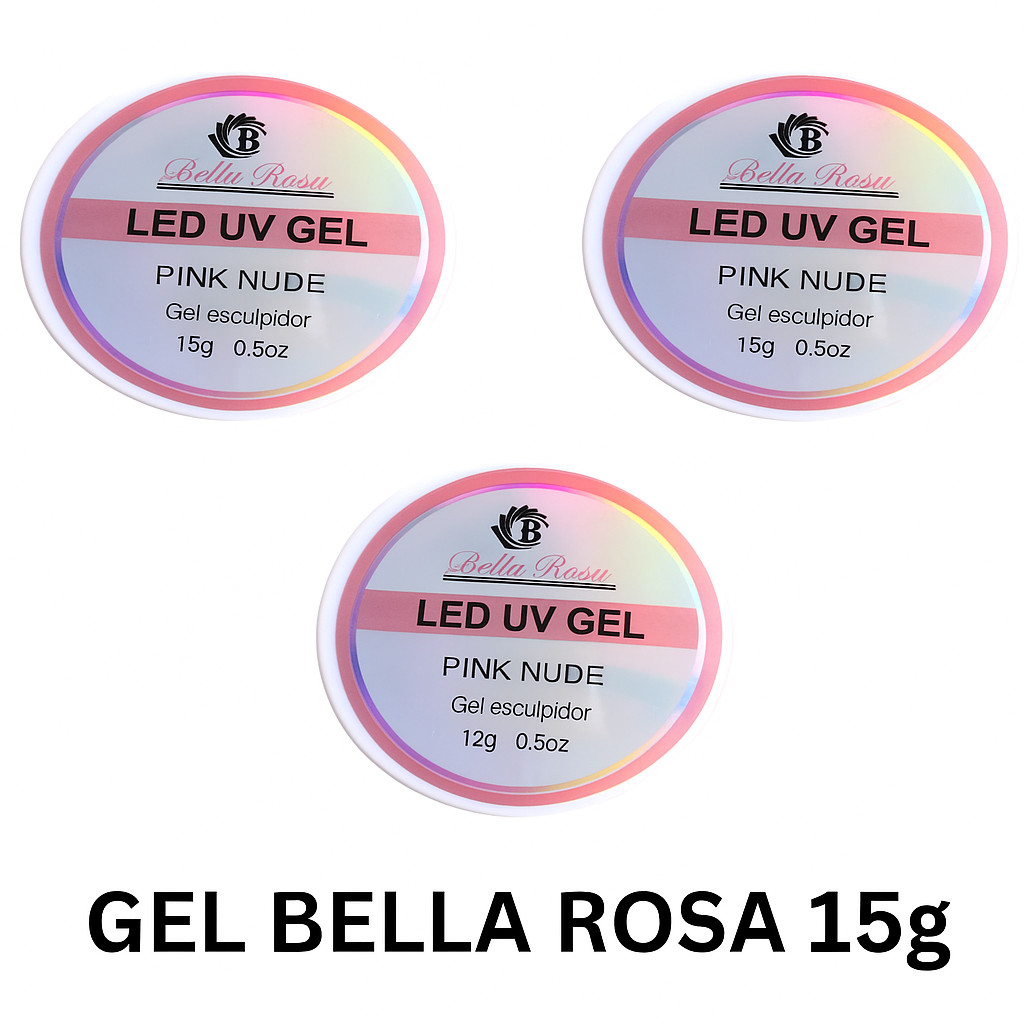 Gel Pink Nude Bella Rosa 15g Profissional Uv Led Alongamento Unhas Acrigel Fibra Nails Clear