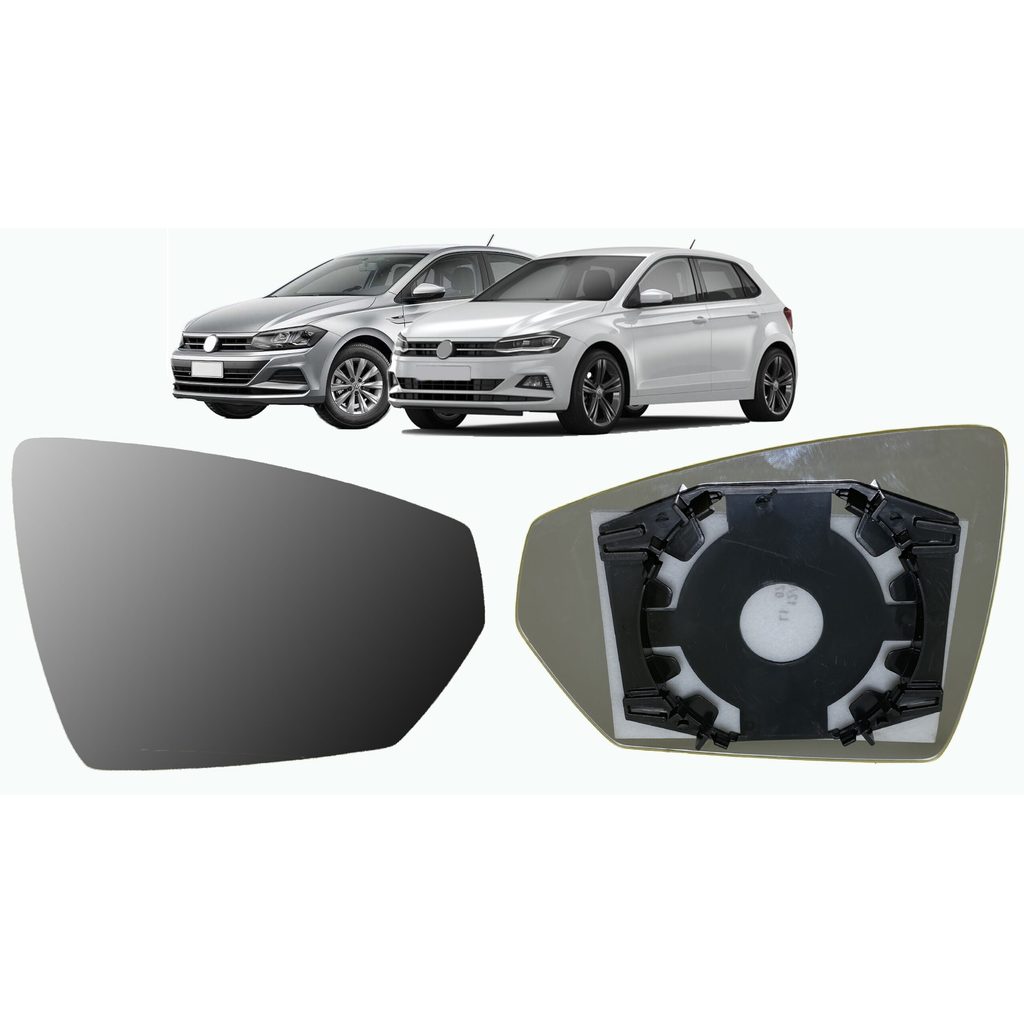 Lente Espelho Retrovisor Volkswagen Polo 2016-20 / Virtus 2017-20 + Base plástica - Lado Direito (Carona)