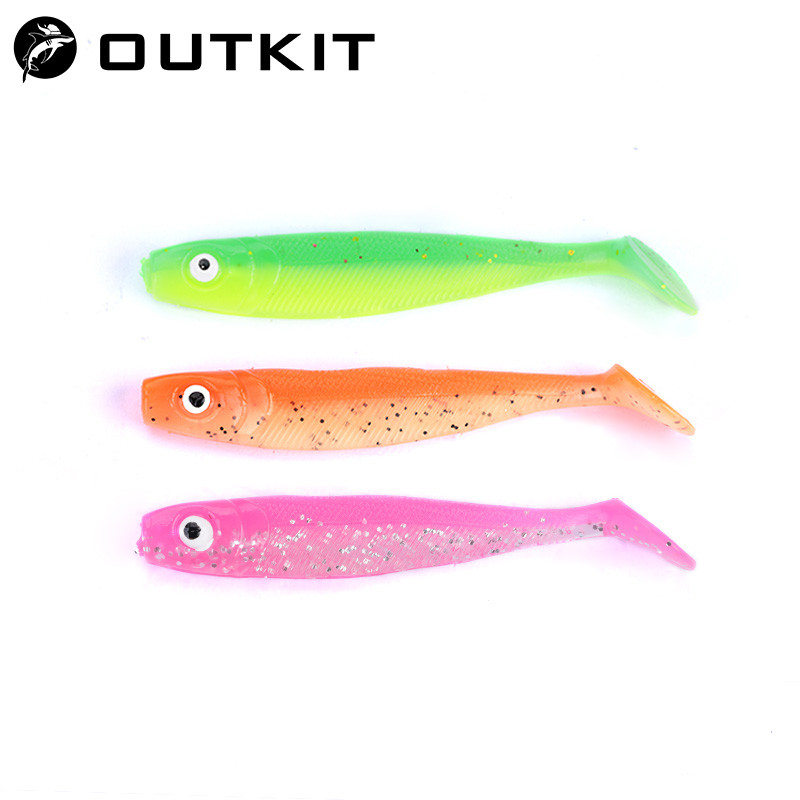 OUTKIT 10 Pçs/Lote Wobblers mini Iscas Macias De Pesca Borracha 6.5cm/2.1g Minhoca Macia Artificiais Baixo Silicone Peix