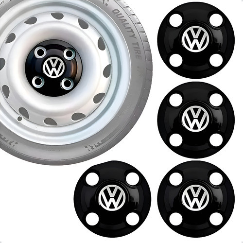 Kit 4 Calota Centro Roda Volkswagen Aro 13 14 15 4x100