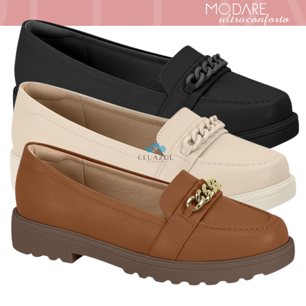 Mocassim Modare Feminino Tratorado Corrente Ultraconforto em Oferta na Shopee