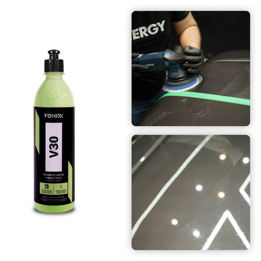 V30 500ml Vonixx Polidor de Lustro Verniz Asiático Macio Remoção de Hologramas e Marcas Superficiais