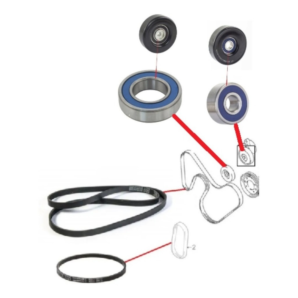 2 Correia Alternador 2 Rolamento Tracker 2.0 2007 2008 2009