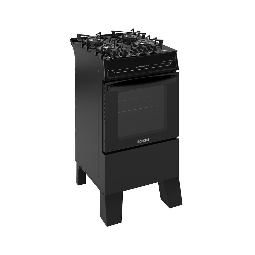 Fogão 4 Bocas a Gás Itatiaia Electra Glass Plus com Acendimento Automático e Forno 48L Preto Bivolt