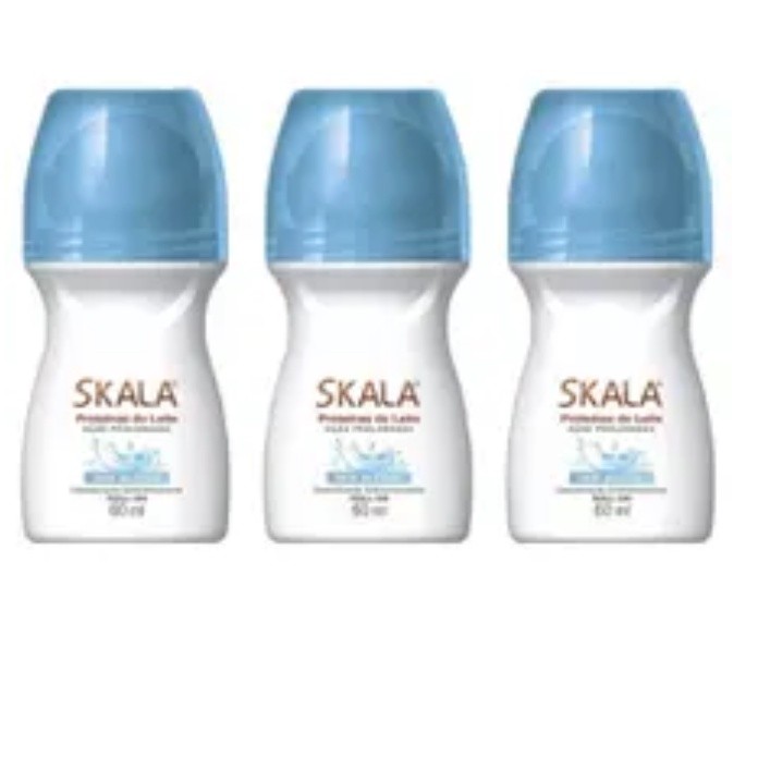 Kit 3 Desodorantes Roll On Skala Proteina do Leite 60ml cada em Oferta na Shopee