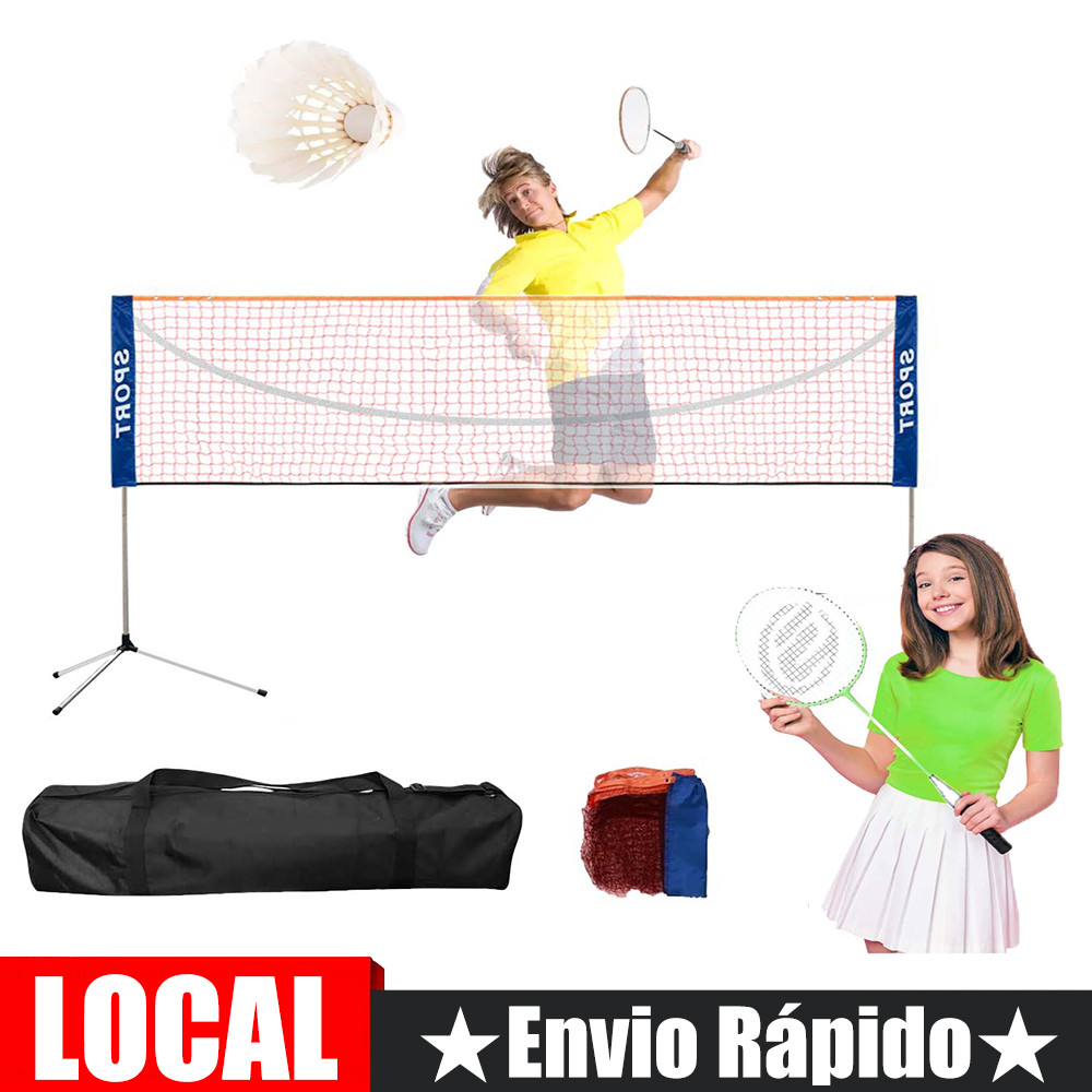 Estrutura para rede de badminton, altura ajustável, comprimento da rede: 508 cm, inclui 1 saco de arrumação