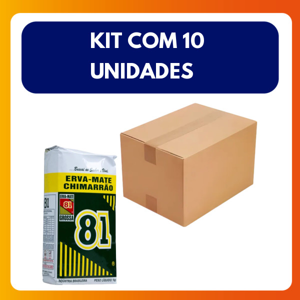 Kit com 10  Erva Mate Chimarrao 81 Grossa 1kg Papel