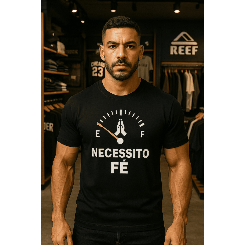 Camiseta Camisa Camiseta Masculina estilosa Religiosa Fé 100% Algodão Caimento Perfeito Tecido Leve Confortável Envio 24