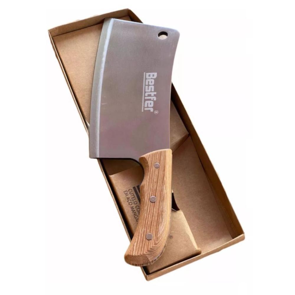 Cutelo Profissional 7" Com Furo Em Aço Manganês 17,5 cm Bestfer Cabo de Madeira em Oferta na Shopee