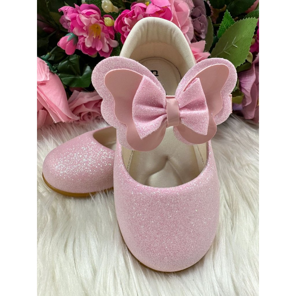 Sapatilha Flor Di MIla Baby Rosa Gliter