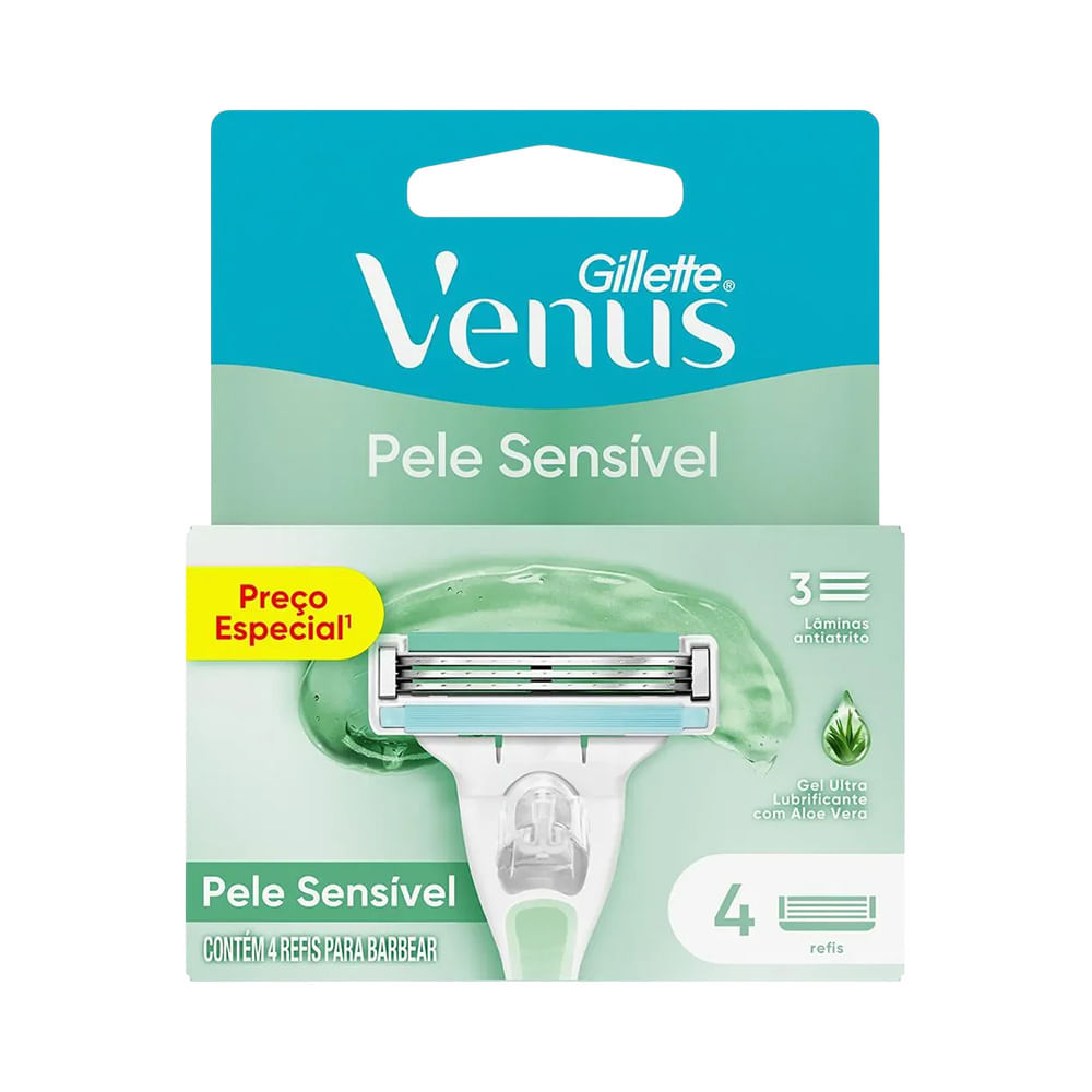 Carga Gillette Vênus Pele Sensível 4 Unidades em Oferta na Shopee