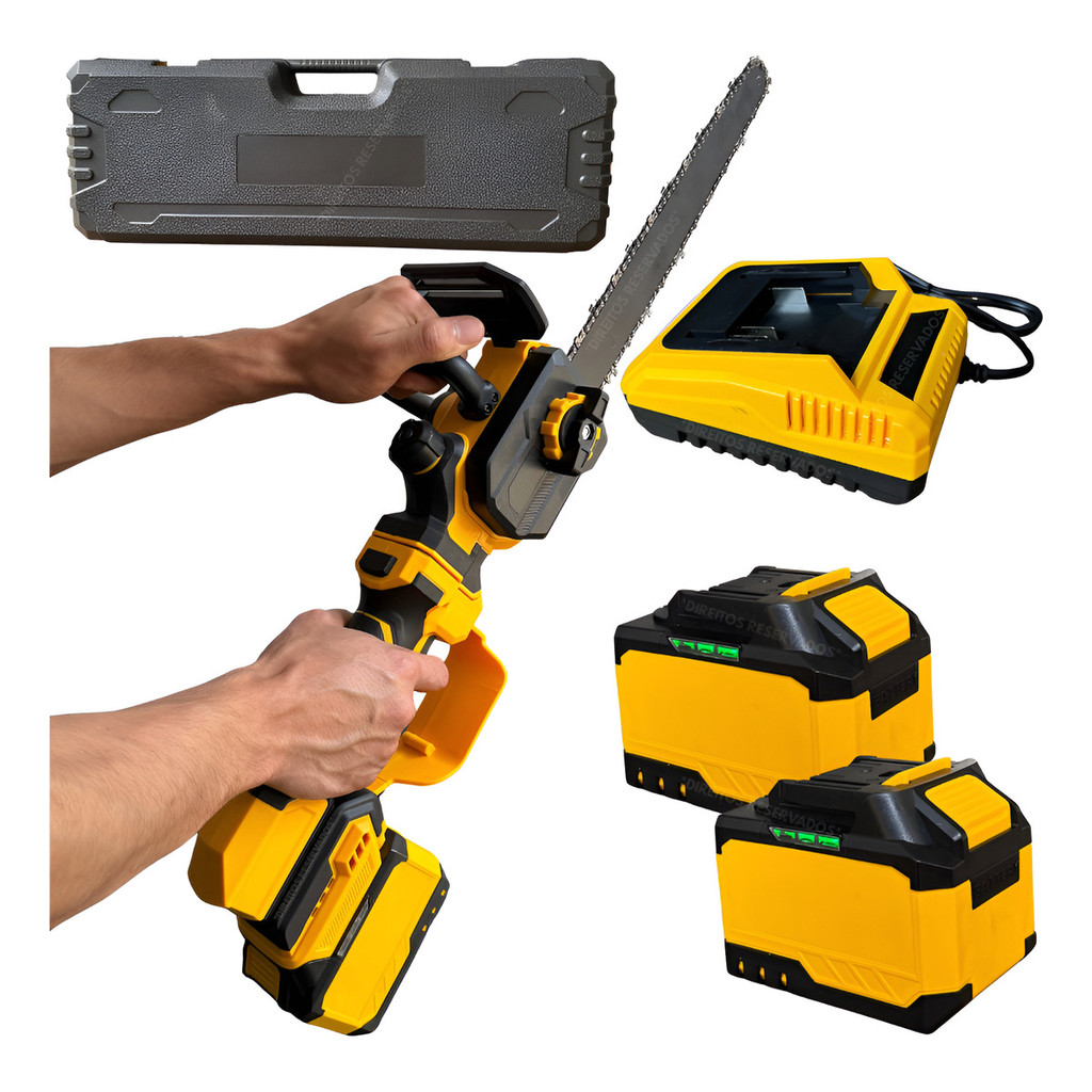 Motoserra Sem Fio Mini 2 Baterias Eletrica 50v Com Extensor