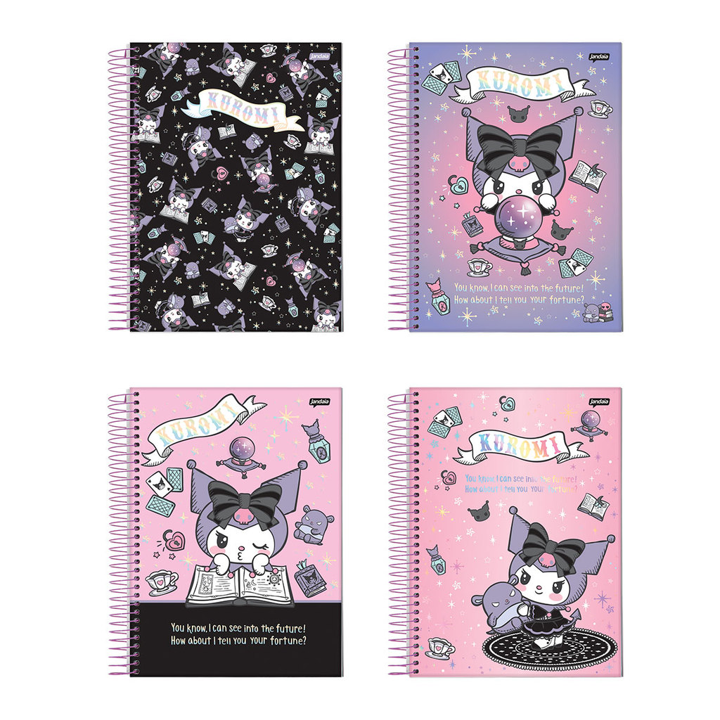 Caderno espiral capa dura universitário 1x1 80 folhas Kuromi Jandaia