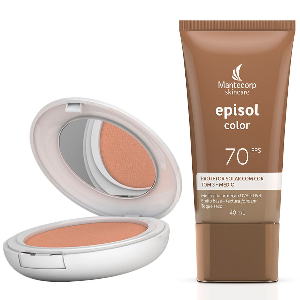 Kit 1 Protetor Solar Episol Color Tom 3 Médio FPS 50 Pó Compacto 10g em Oferta na Shopee