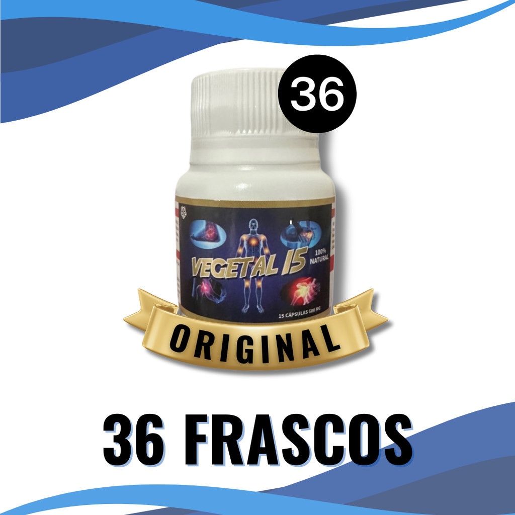 Kit 36 Frascos Vegetal 15 - Suplemento Alimentar ORIGINAL 500mg