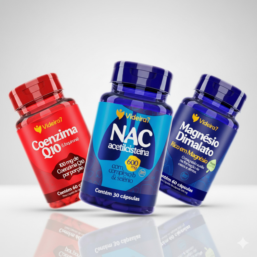 Kit NAC + MAGNÉSIO + COENZIMA Q10 Ubiquinona | NAC N Acetil Cisteina N-Acetilcisteína 600mg e Q10 Magnésio Dimalato em Oferta na Shopee