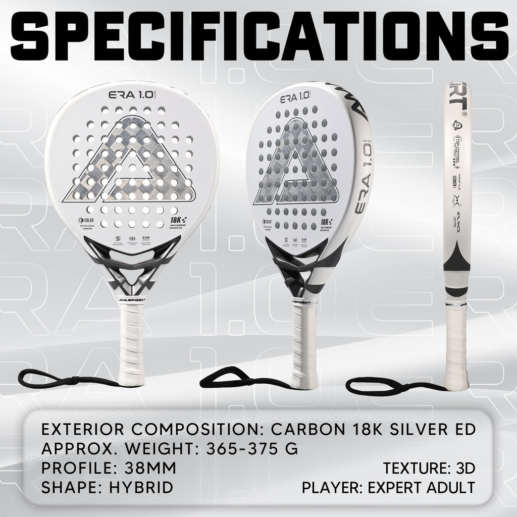 Novo estilo de placa raquete de tênis Padel raquete 18K fibra carbono profissional grau gaiola estilo praia raquete prof